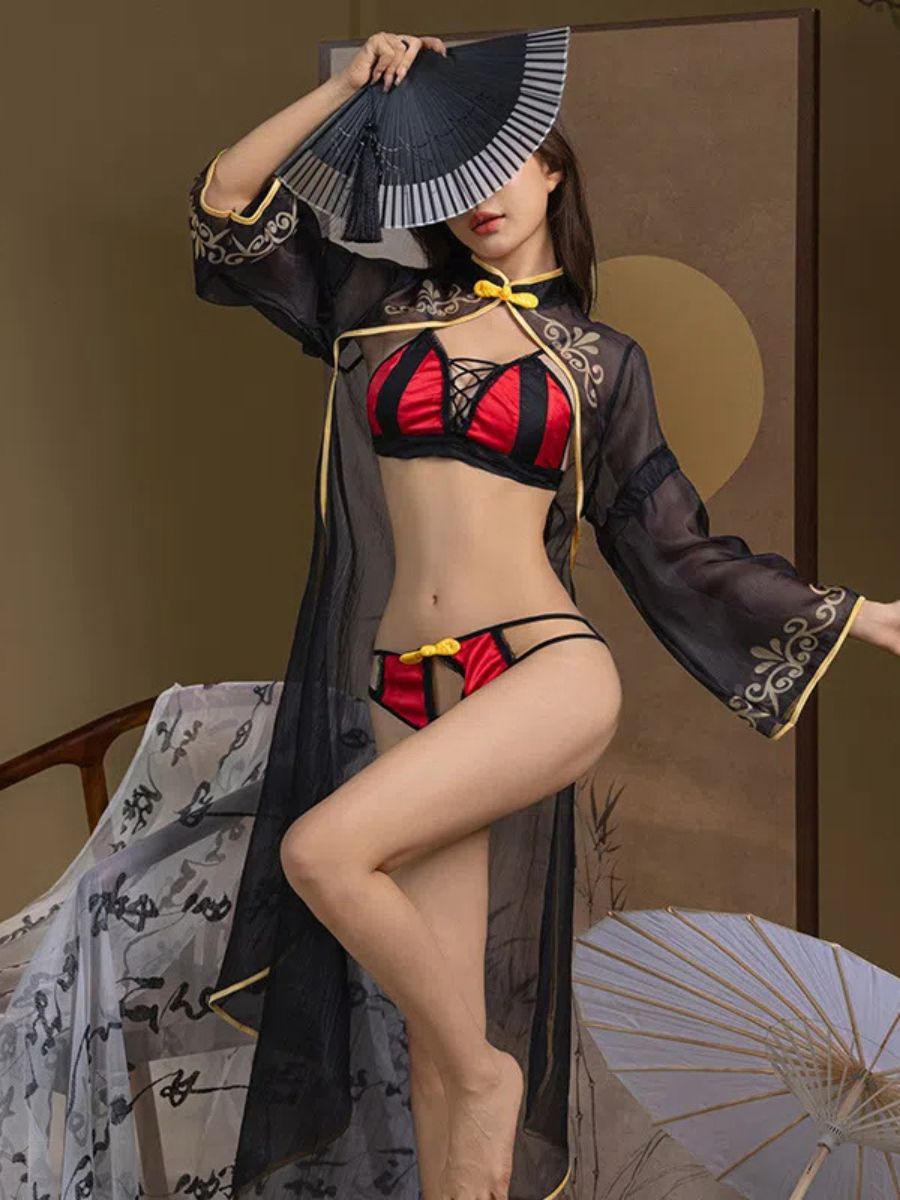 3ピースの中国スタイルのコスプレランジェリー